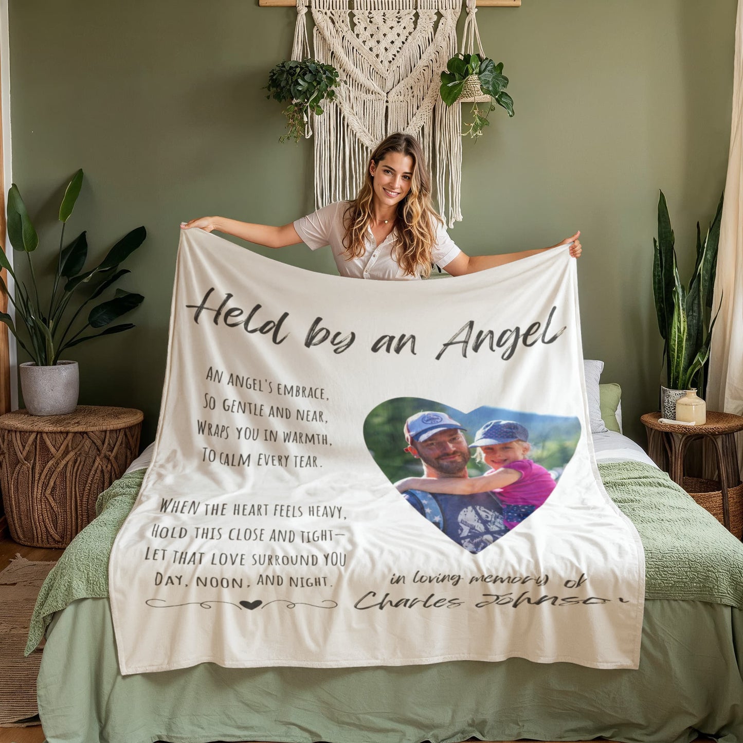 Held By An Angel - Personalized Memorial Blanket