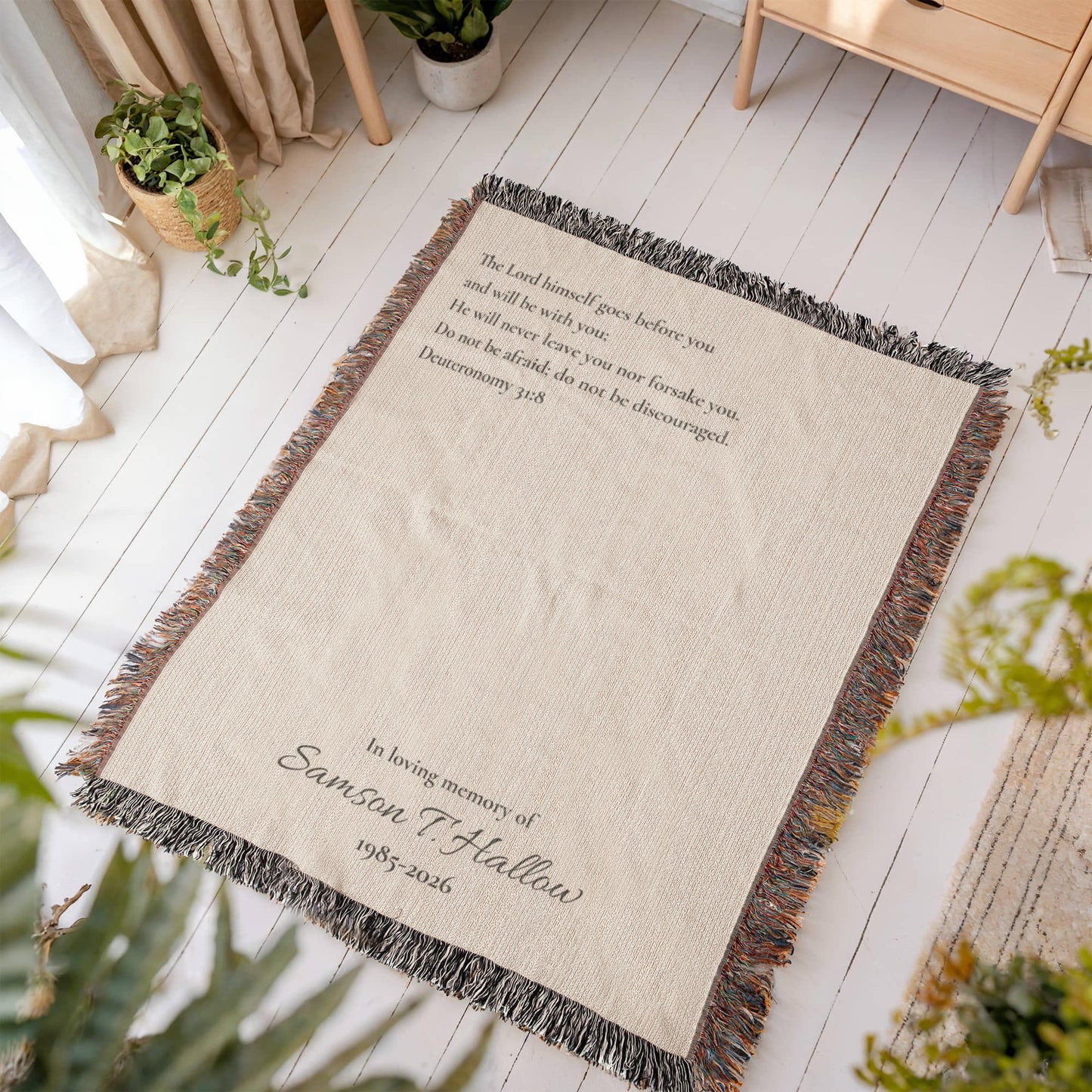 Custom Bible Verse Memorial Sympathy Blanket