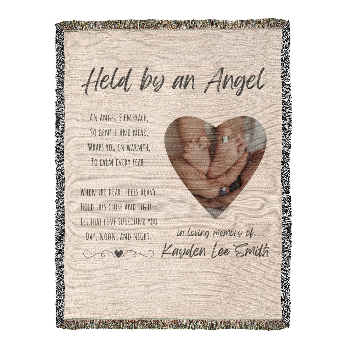 Held By An Angel - Personalized Memorial Blanket