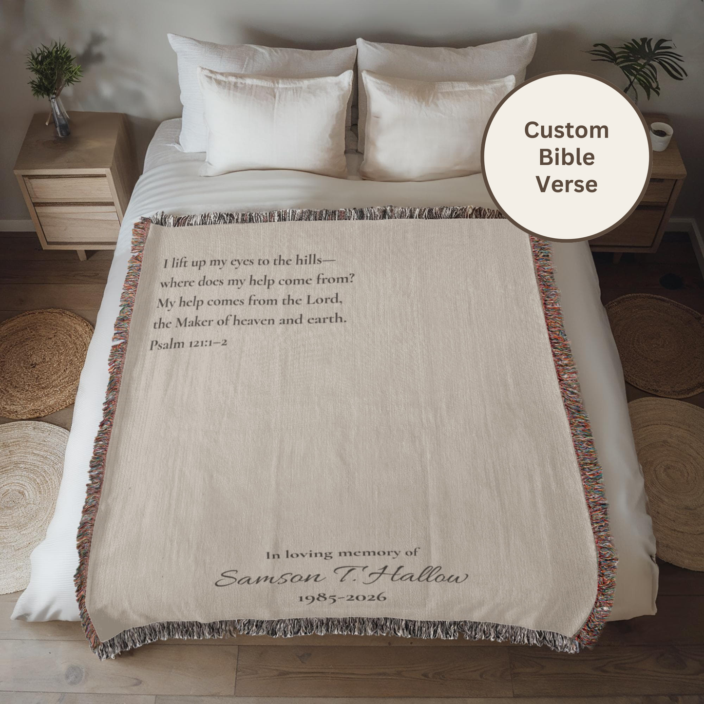 Custom Bible Verse Memorial Sympathy Blanket