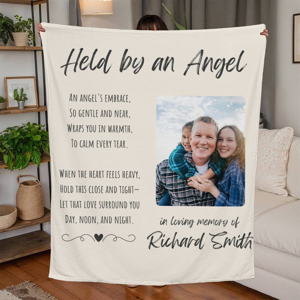 Held By An Angel - Personalized Memorial Blanket