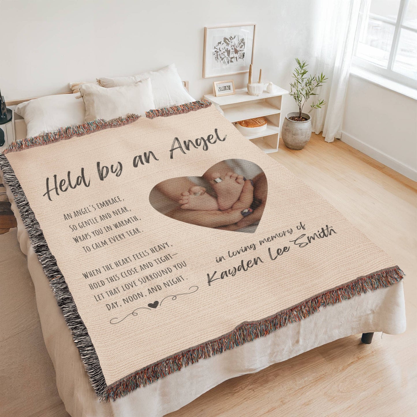 Held By An Angel - Personalized Memorial Blanket