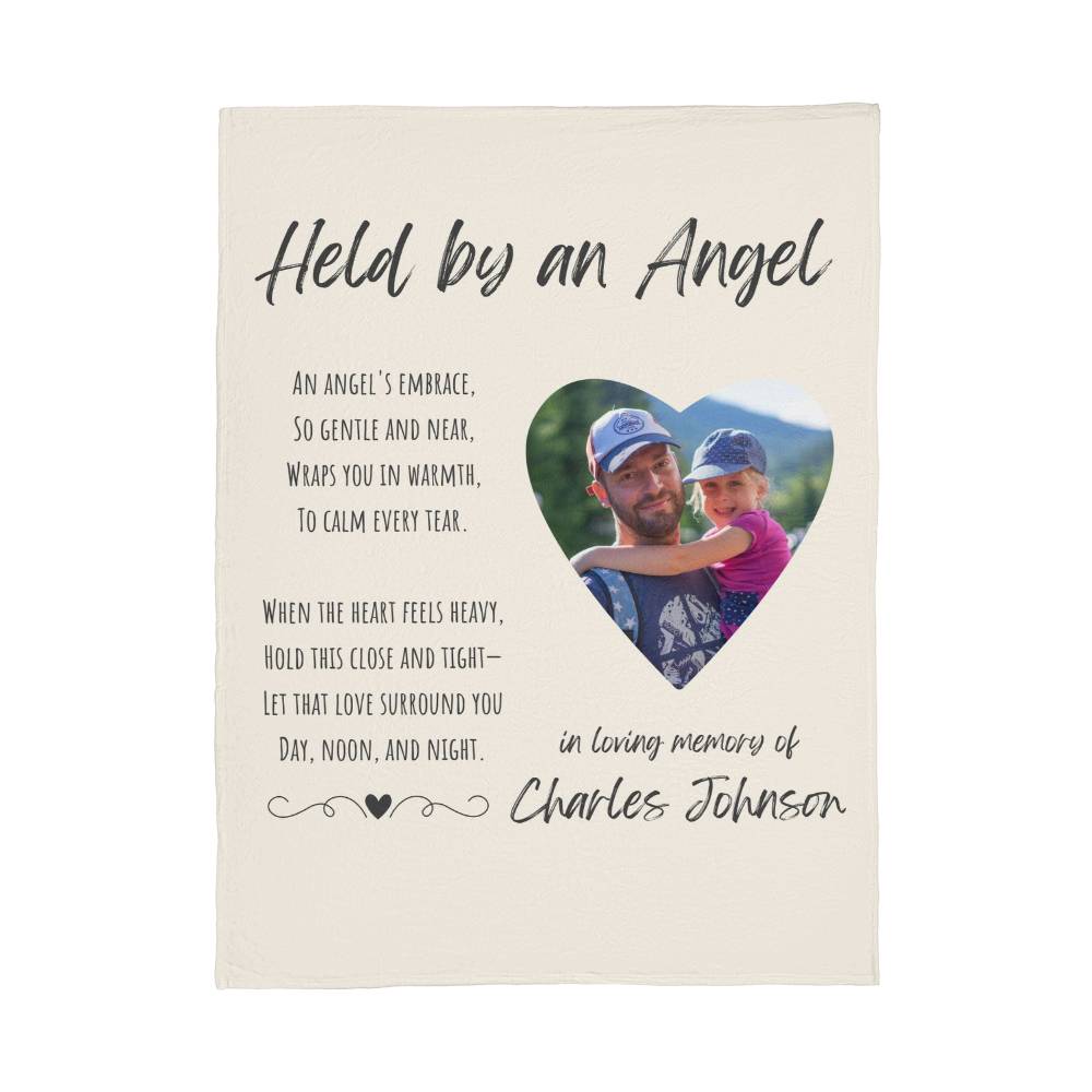 Held By An Angel - Personalized Memorial Blanket