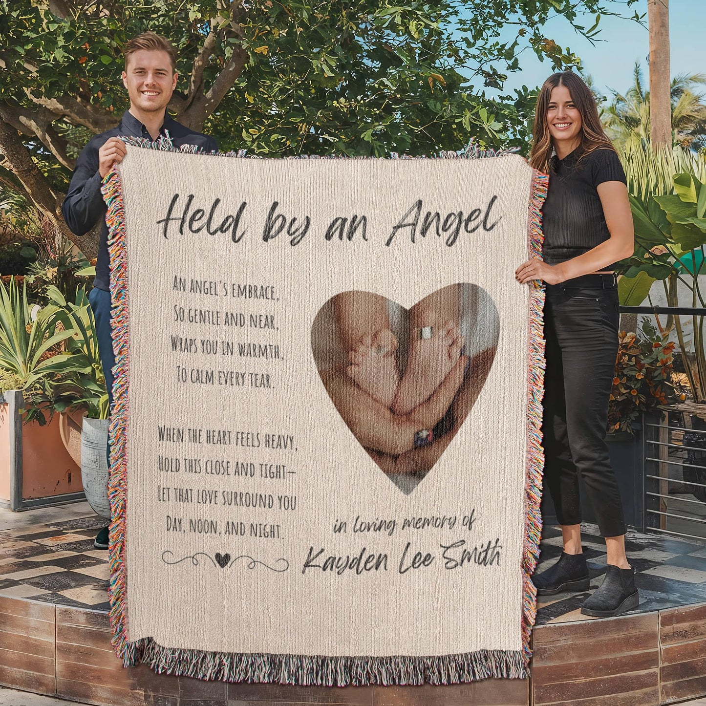 Held By An Angel - Personalized Memorial Blanket