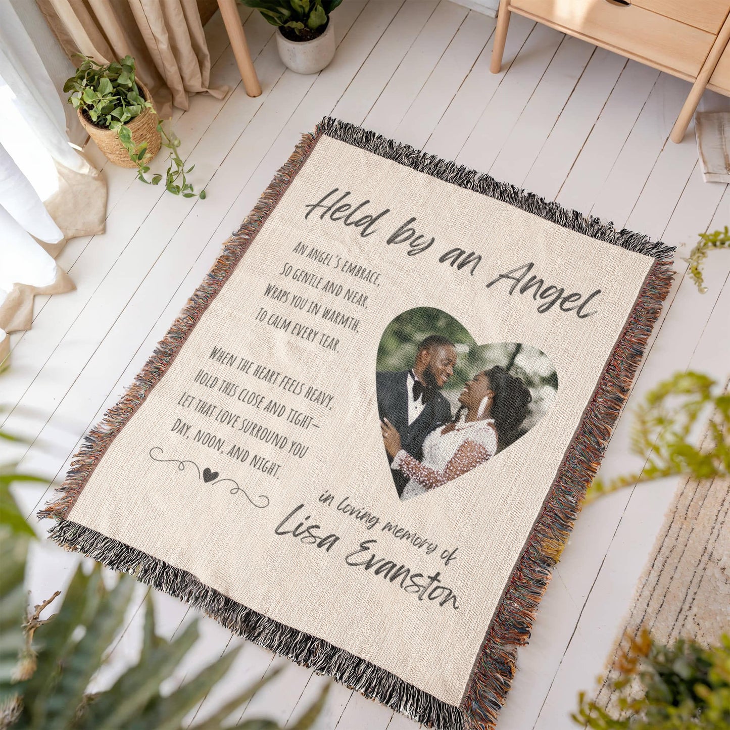 Held By An Angel - Personalized Memorial Blanket