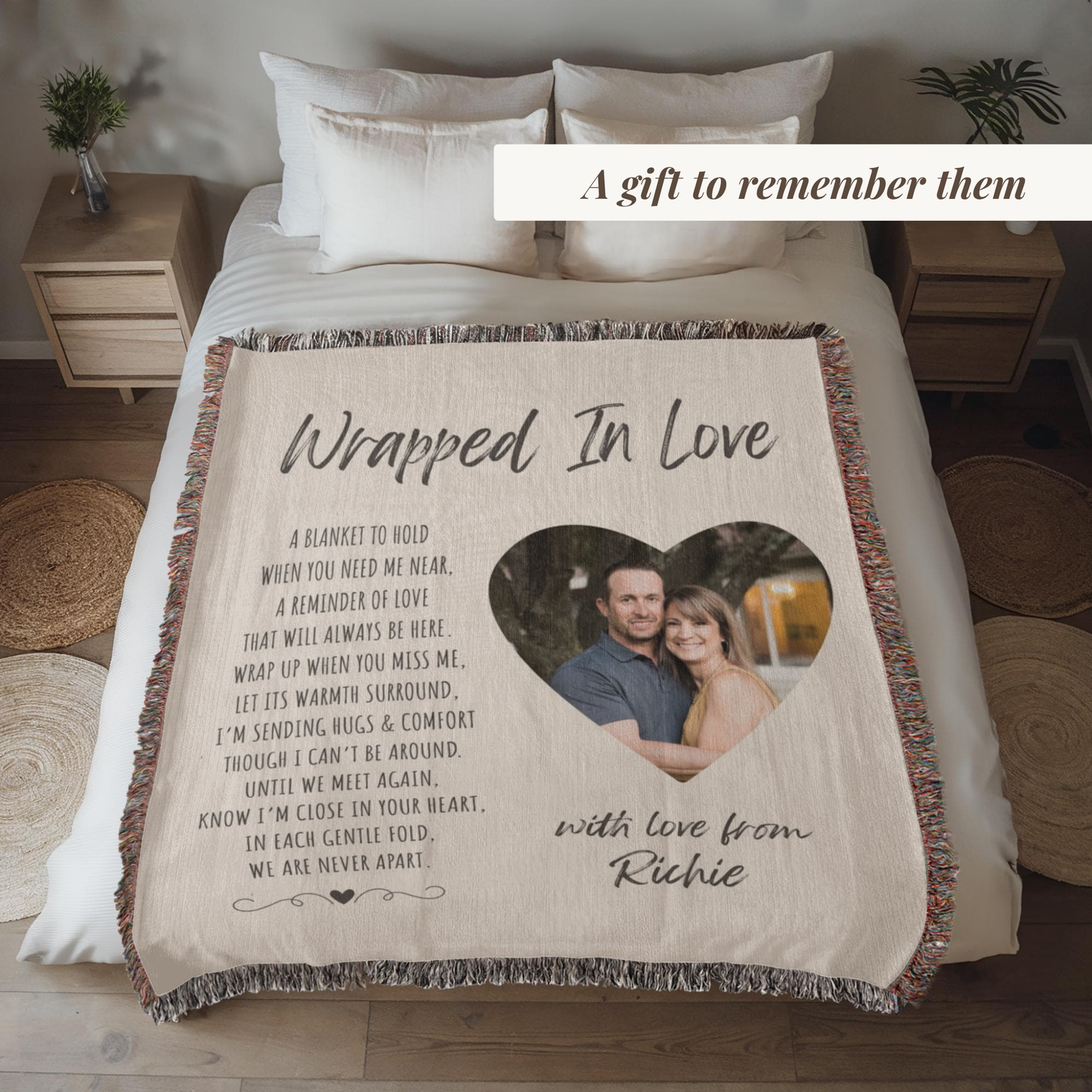Personalized Memorial Blanket with Photo – Custom Sympathy Gift for Loss of Loved One