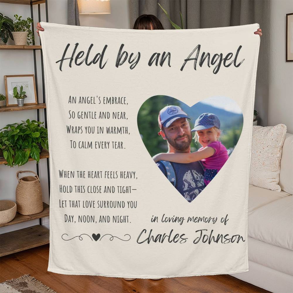 Held By An Angel - Personalized Memorial Blanket