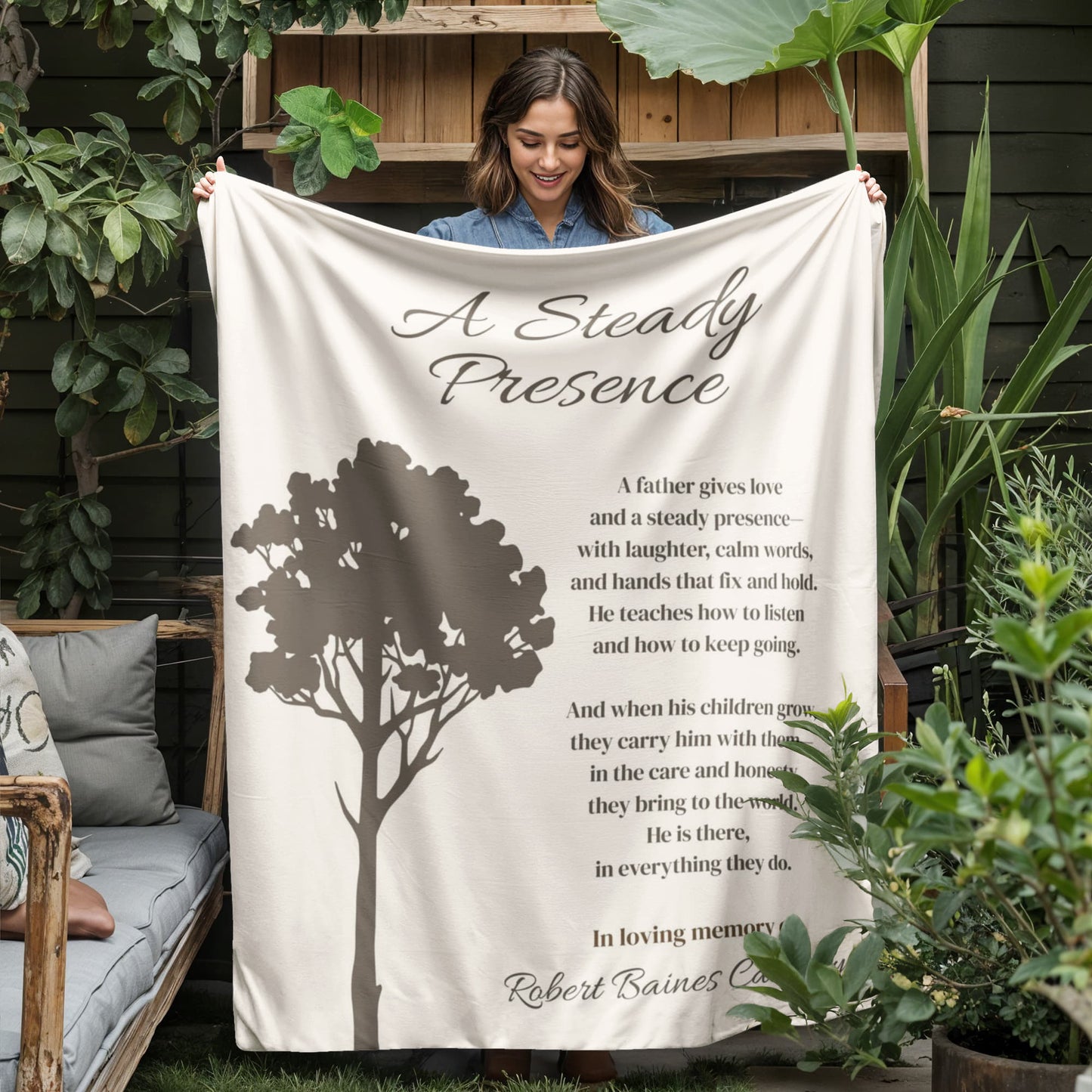 A Steady Presence - Loss of Father Memorial Blanket