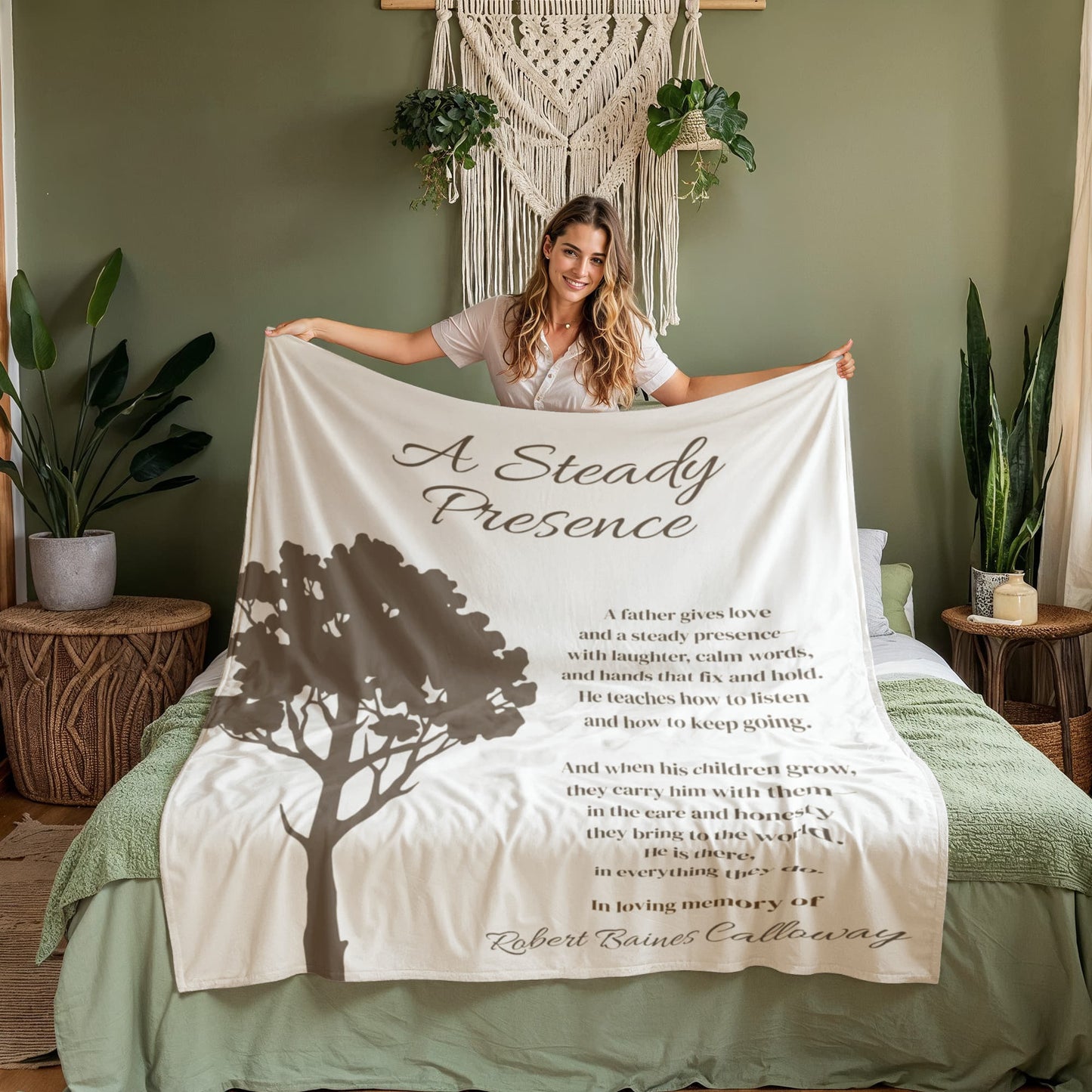 A Steady Presence - Loss of Father Memorial Blanket