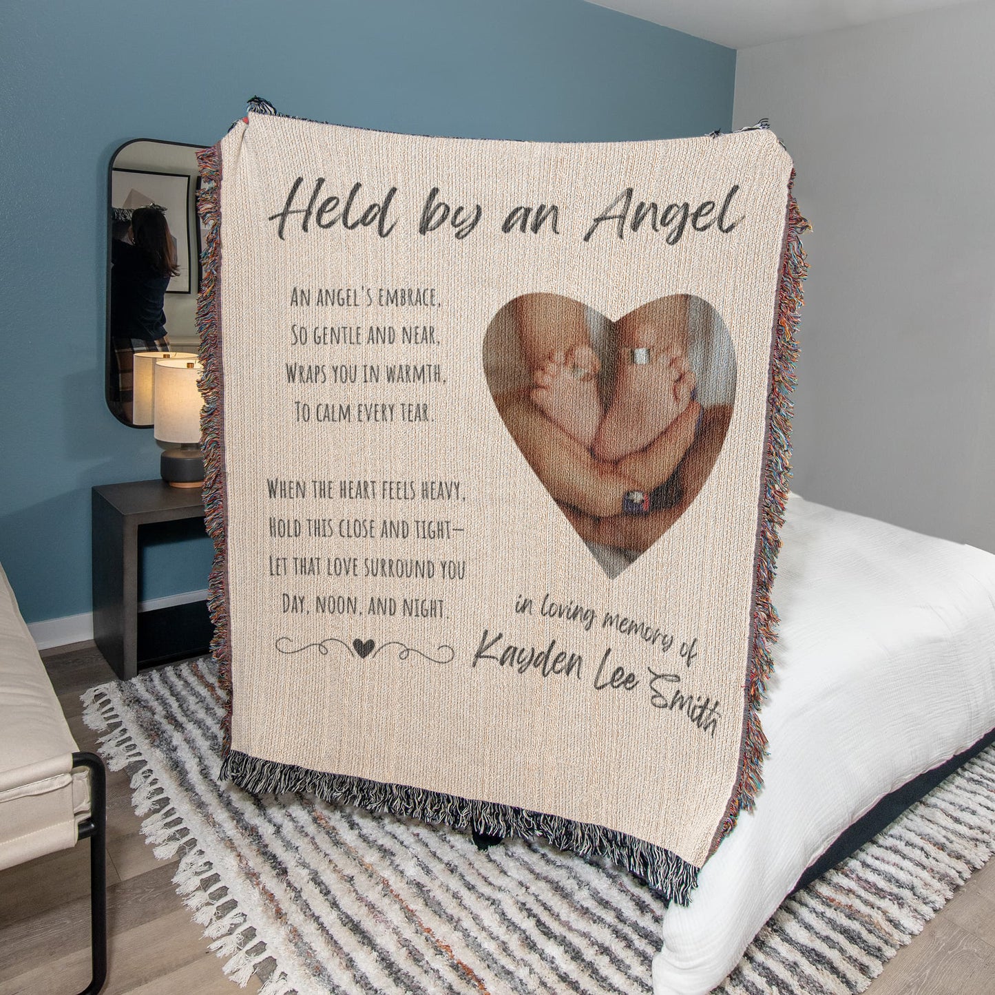 Held By An Angel - Personalized Memorial Blanket