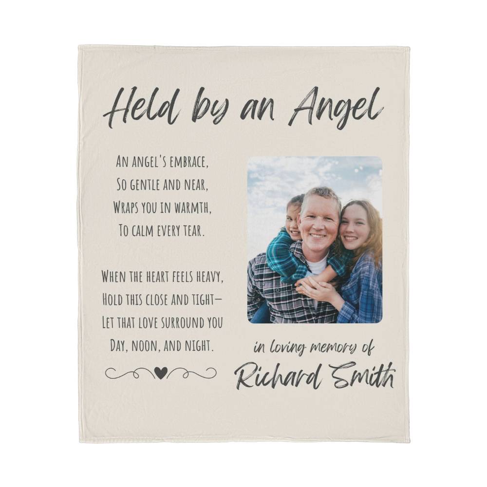 Held By An Angel - Personalized Memorial Blanket
