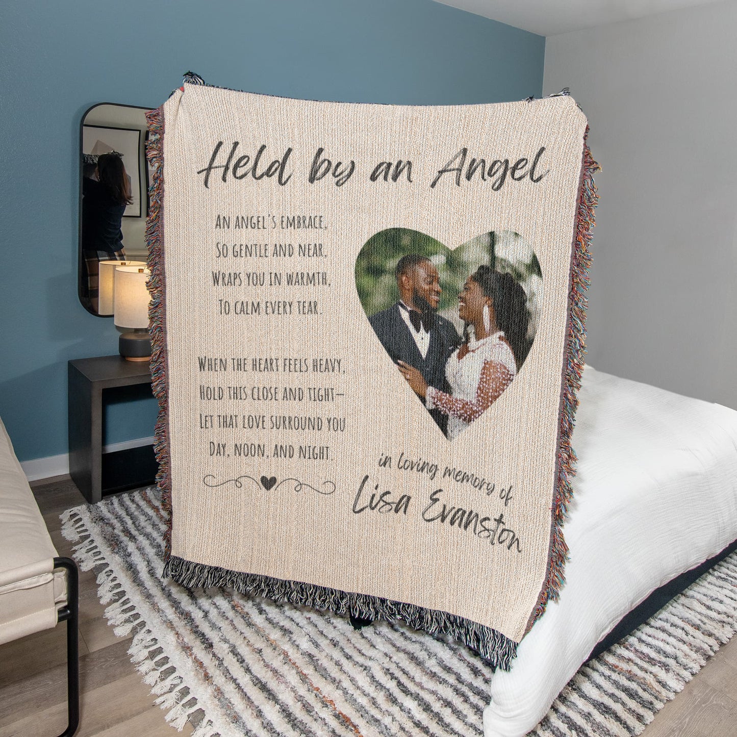 Held By An Angel - Personalized Memorial Blanket