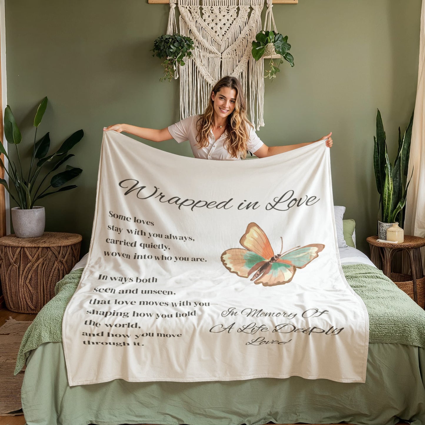 Memorial Blanket Wrapped in Love - Butterfly